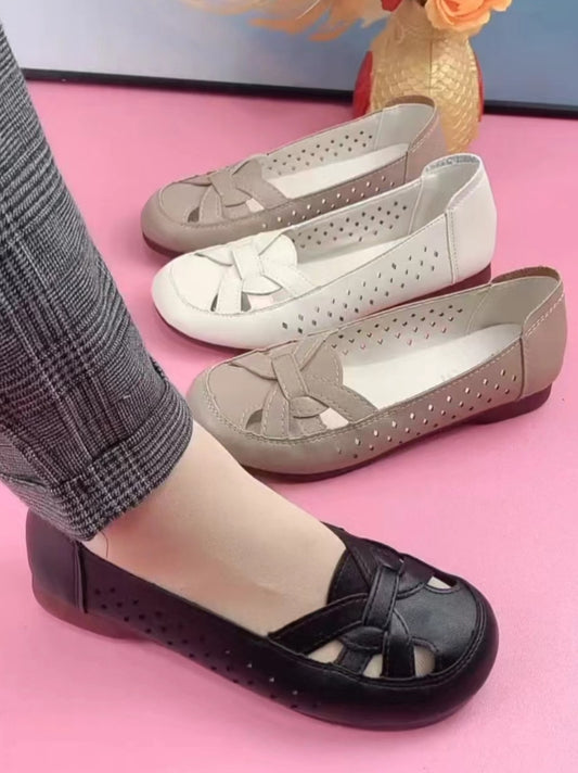 【35-40】Pantofi pentru femei cu talpă confortabilă din piele de vacă cu fețe moi