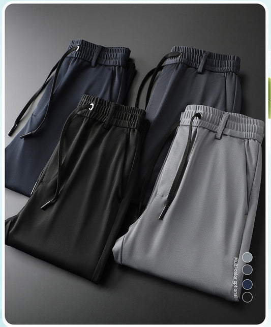 【L-10XL】Pantaloni de vară business casual pentru bărbați cu talie elastică lejeră în talie